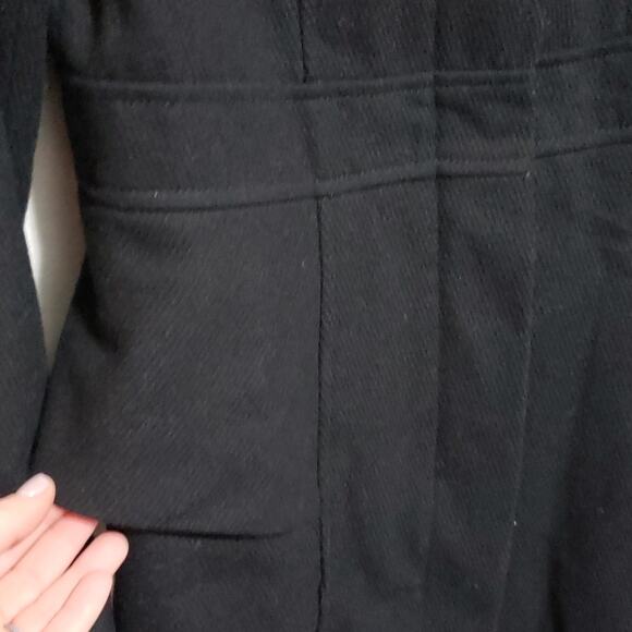 Mossimo Supply Co. Black Peacoat with Zipper Closure and Ruffle - Picture 6 of 9